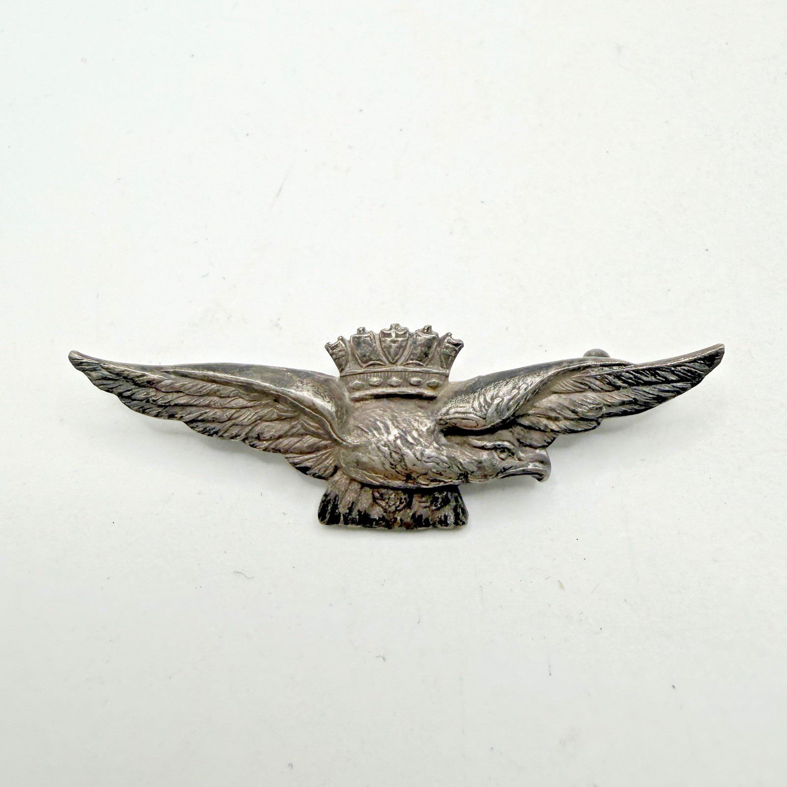 Genuine WW1 RNAS Royal Naval Air Service Silver Wing Sweetheart Badge 5.3cm