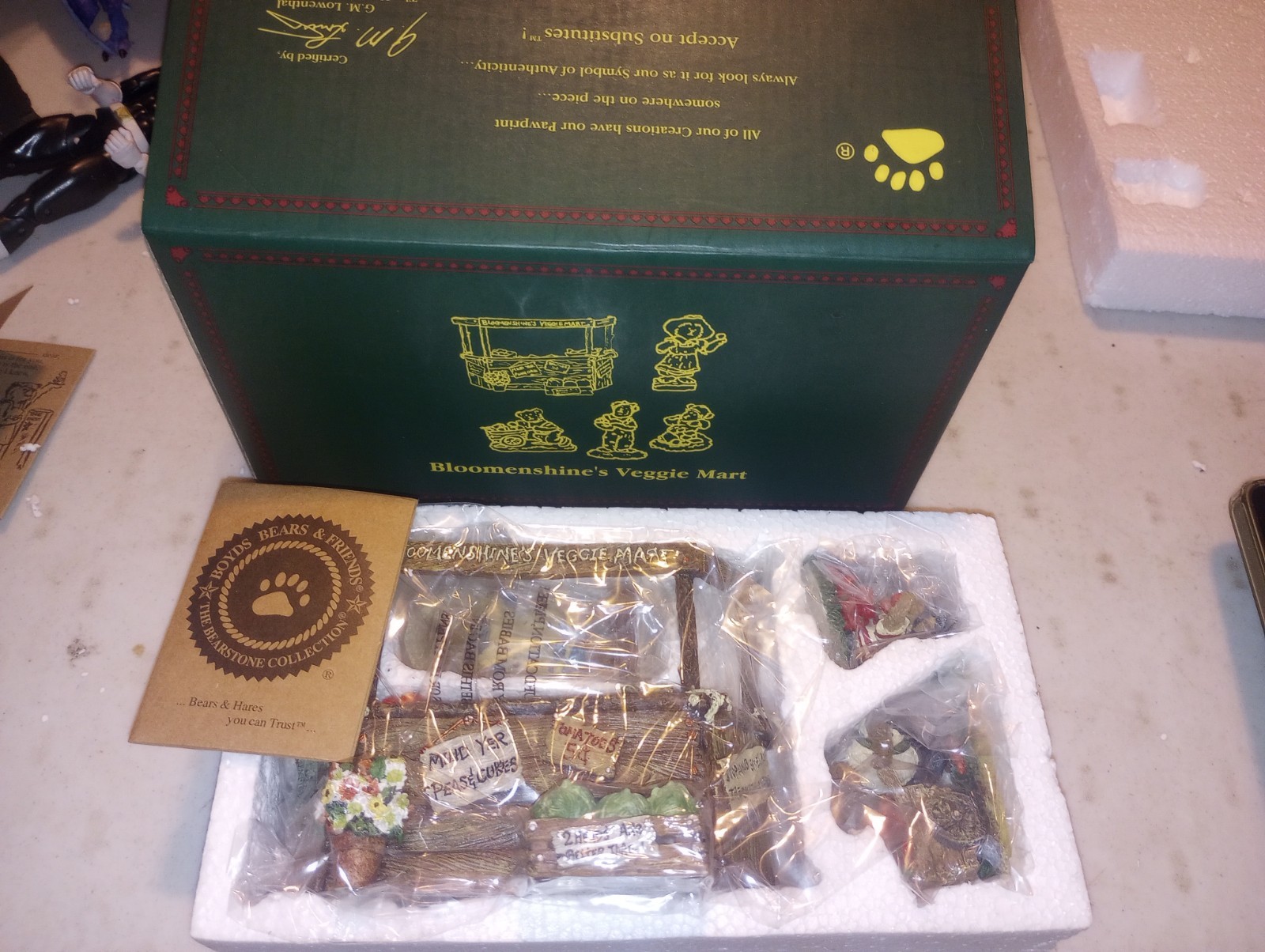 Vintage 5 Piece Boyds Bears Bloomenshine’s Veggie Mart Figurine Set NIB 1E 1st
