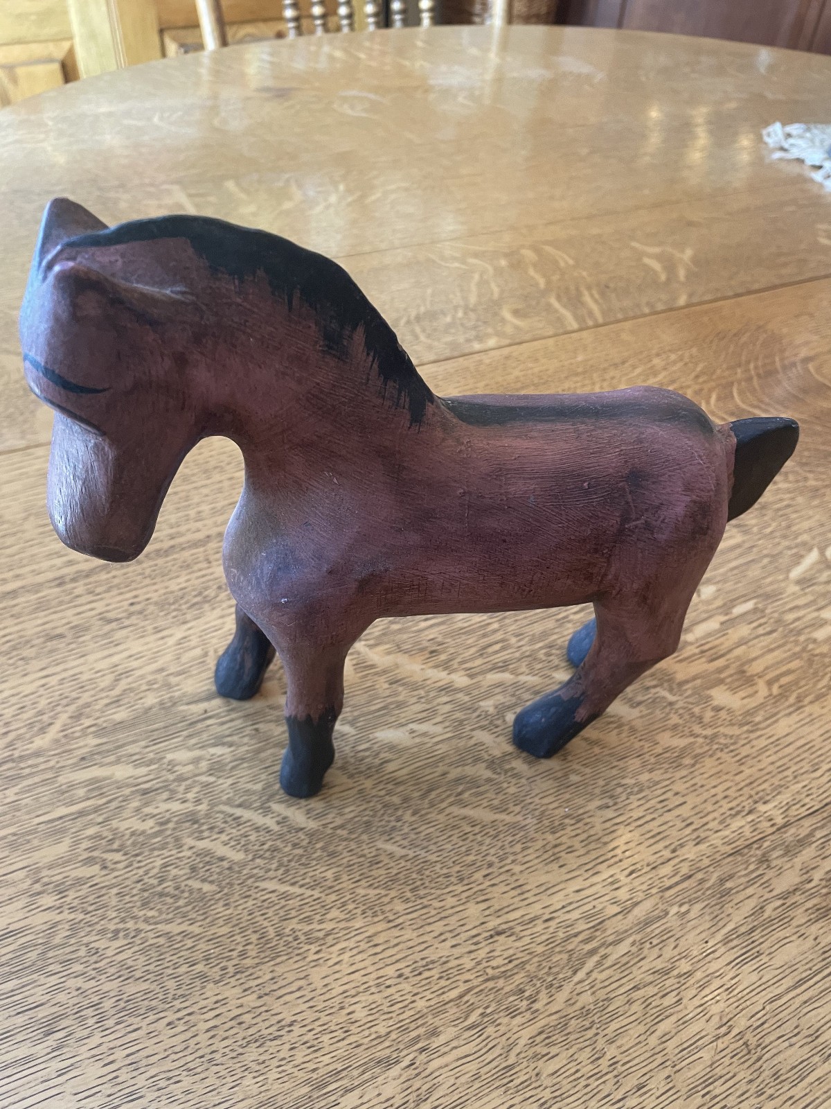 Vintage Hand Carved Wooden Horse Folk Art Figurine Hand Painted Primitive