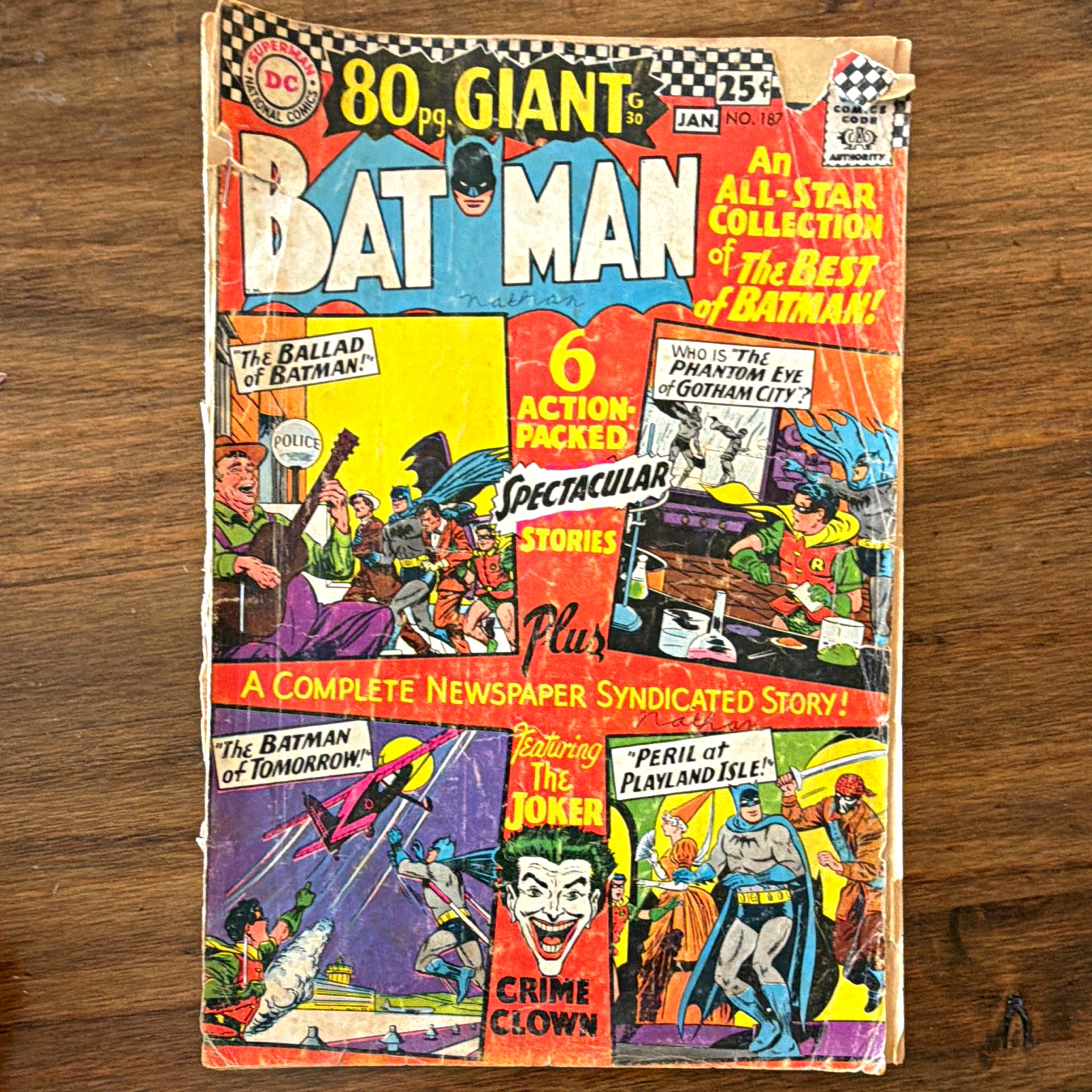DC Comics Batman #187 Silver Age 1966 Joker Robin Single Issue Comic Book DC Comics Batman #187 Silver Age 1966 Joker Robin Single Issue Comic Book
