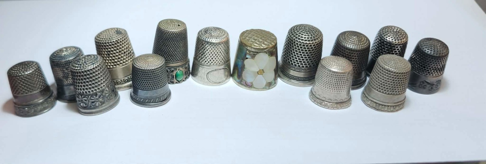 Lot Of 14 Vintage Antique  Sterling Silver Thimbles