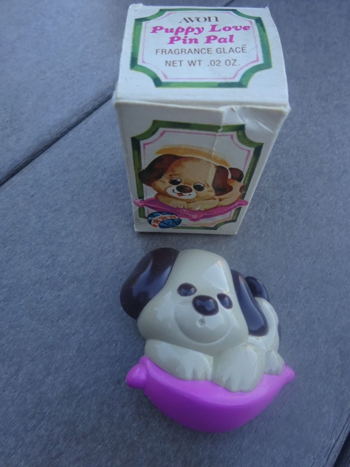 70s VTG Avon Fragrance Glace Pin Pal - Puppy Love New In Box