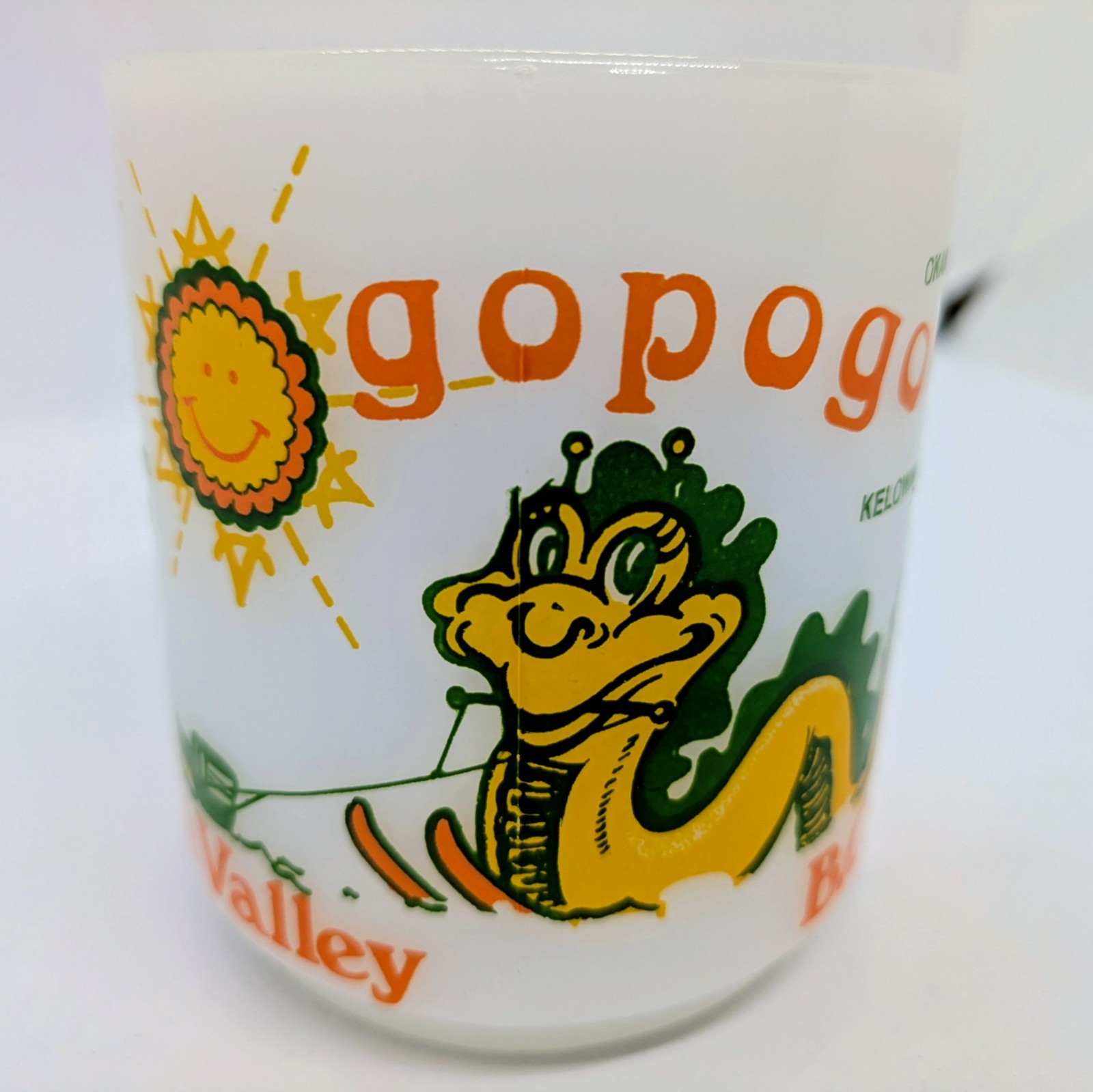 Vintage 1960s Ogopogo Lake Monster Okanagan BC Canada *Glasbake Milk Glass* RARE Vintage 1960s Ogopogo Lake Monster Okanagan BC Canada *Glasbake Milk Glass* RARE