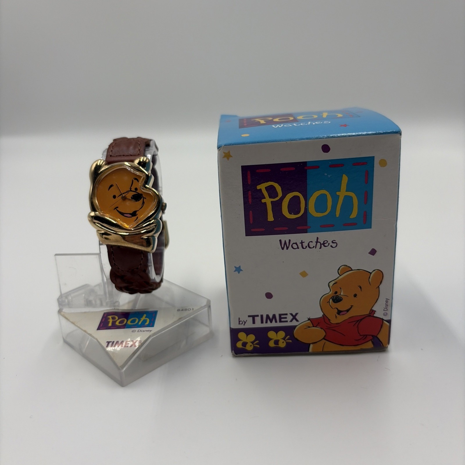 Vintage 1998 Disney Winnie the Pooh Timex T84801 Watch Box Display F4 Gold Tone