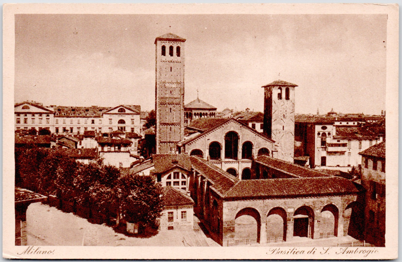 Milano Italy 1905 Basilica di S Ambrogio / Sant Ambrogio Belltower Postcard Milano Italy 1905 Basilica di S Ambrogio / Sant Ambrogio Belltower Postcard