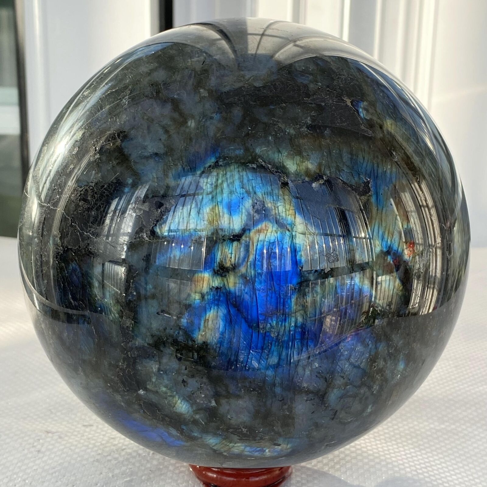 3860g Natural labradorite ball rainbow quartz crystal sphere gem reiki healing