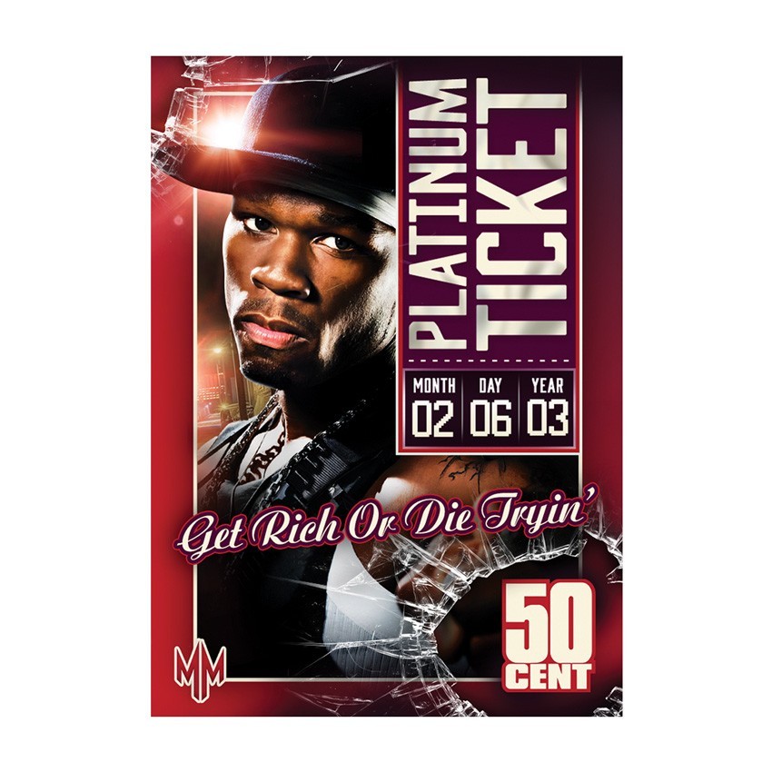 50 CENT Get Rich or Die Tryin PLATINUM TICKET Hip-Hop Trading Card 50 CENT Get Rich or Die Tryin PLATINUM TICKET Hip-Hop Trading Card