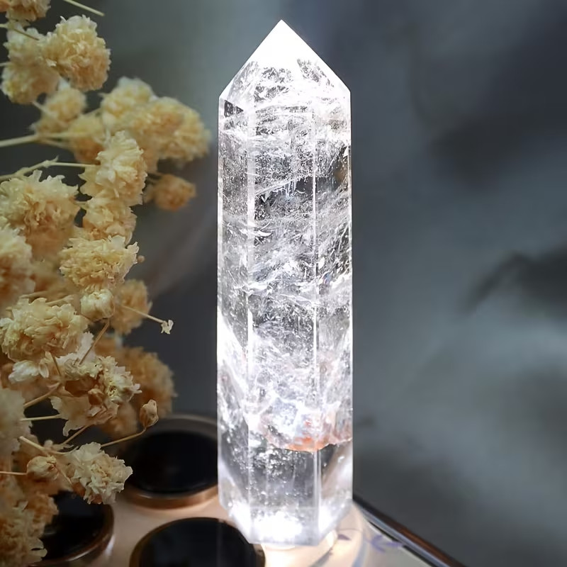 Natural Clear Quartz Tower Point Healing Crystal White Crystal Obelisk Wand Natural Clear Quartz Tower Point Healing Crystal White Crystal Obelisk Wand