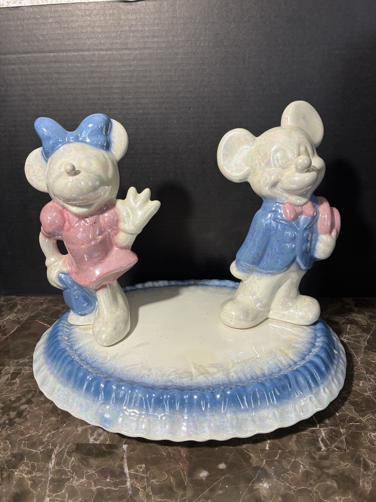 Large Vintage 1980’s DISNEY MICKEY & MINNIE CERAMIC TABLE CENTERPIECE 11.5x14” Large Vintage 1980’s DISNEY MICKEY & MINNIE CERAMIC TABLE CENTERPIECE 11.5x14”