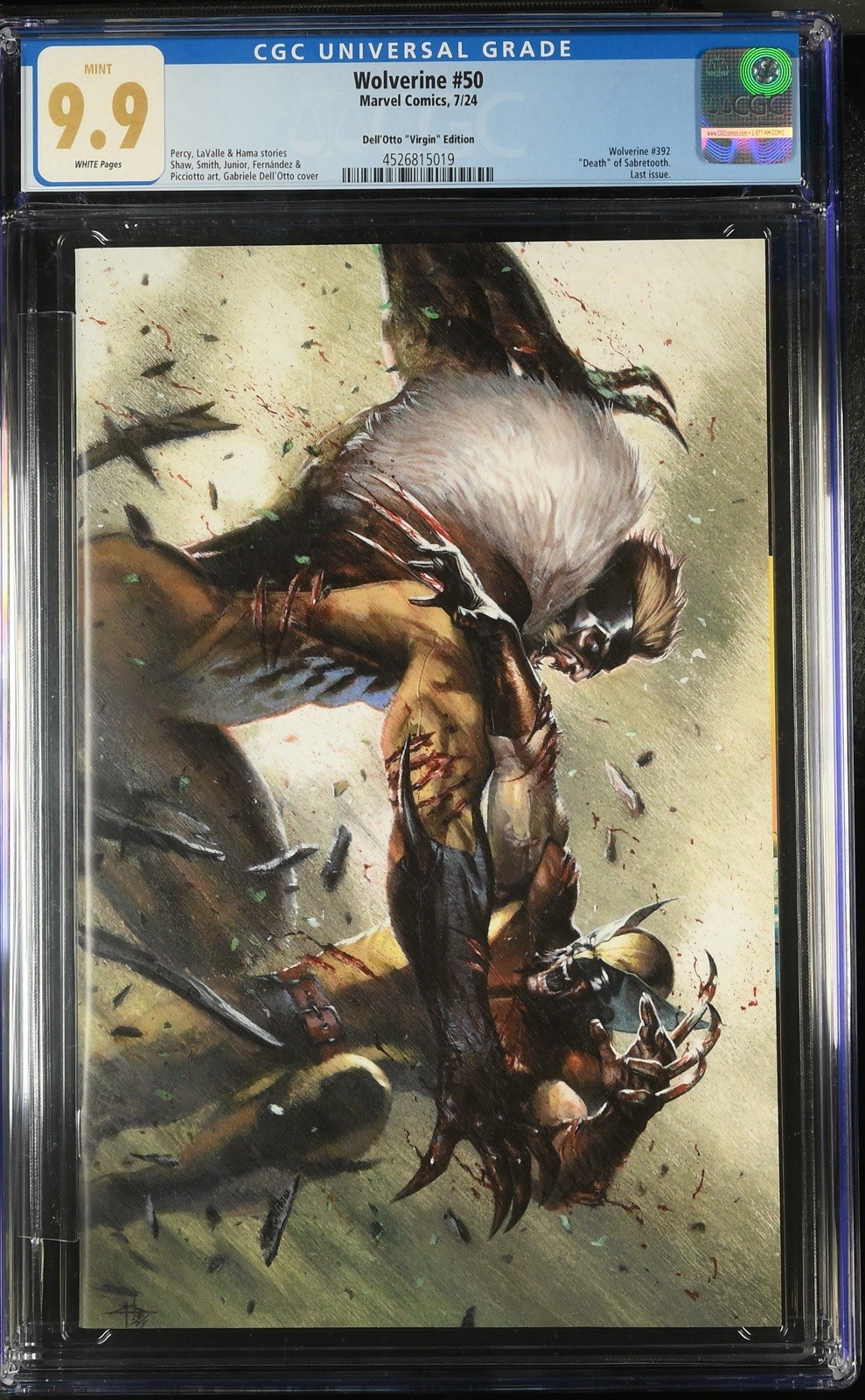 Wolverine #50 CGC 9.9 Dell’Otto Virgin Variant POP 4 Marvel 2024 Mint Wolverine #50 CGC 9.9 Dell’Otto Virgin Variant POP 4 Marvel 2024 Mint
