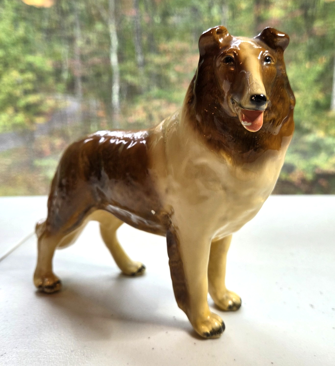 Vintage Mortens Studio Royal Design Collie Dog Figurine 7"x6", 1940's, label Vintage Mortens Studio Royal Design Collie Dog Figurine 7"x6", 1940's, label