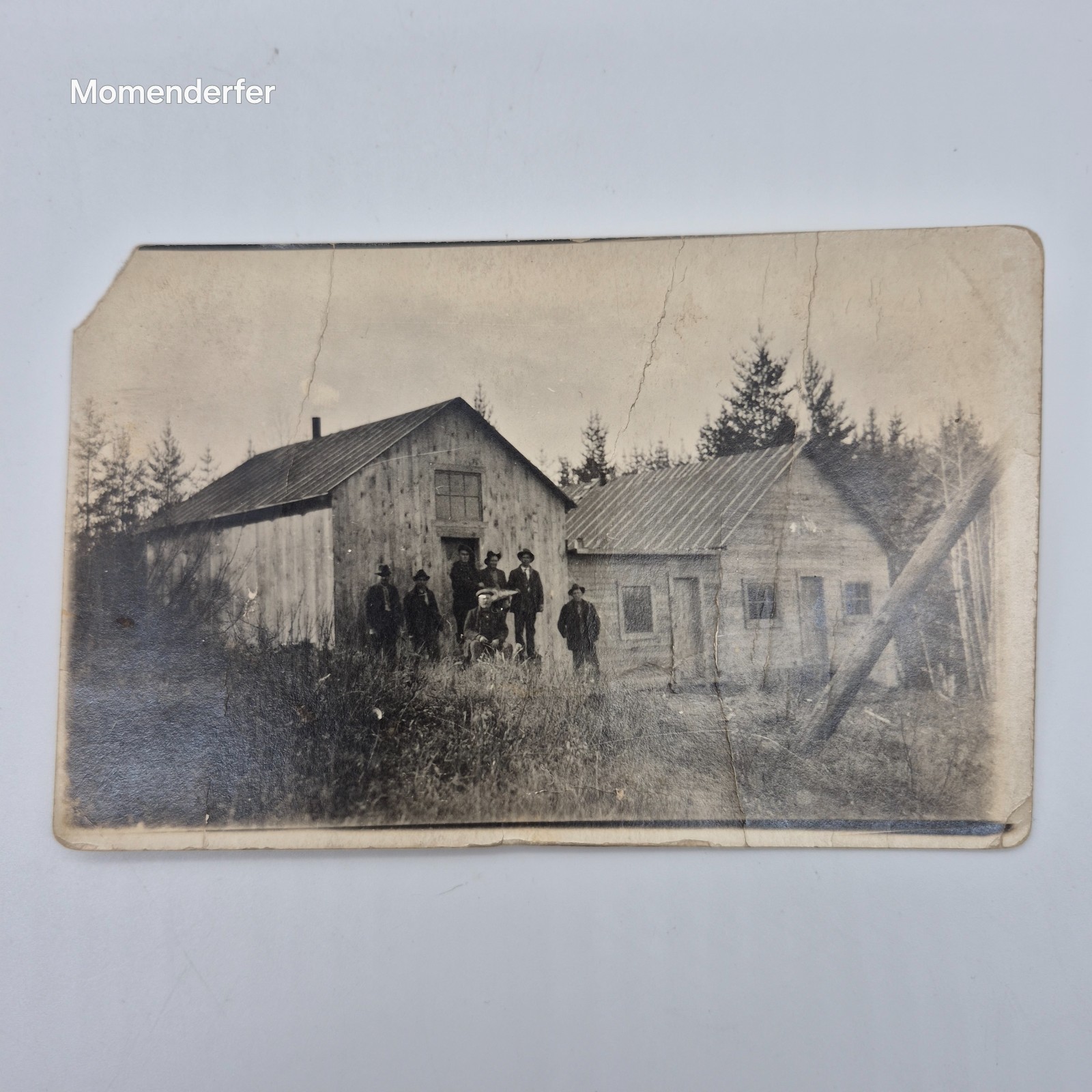 Antique RPPC Logging Lumber Camp Men Cabins Real Photo Postcard AZO Canada 1920s Antique RPPC Logging Lumber Camp Men Cabins Real Photo Postcard AZO Canada 1920s