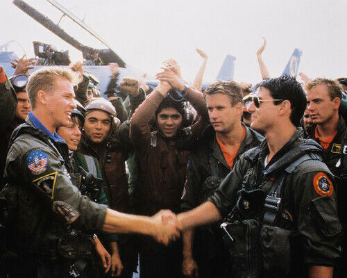 TOP GUN iconic moment Tom Cruise Val Kilmer shake hands Maverick ICE 8x10 photo