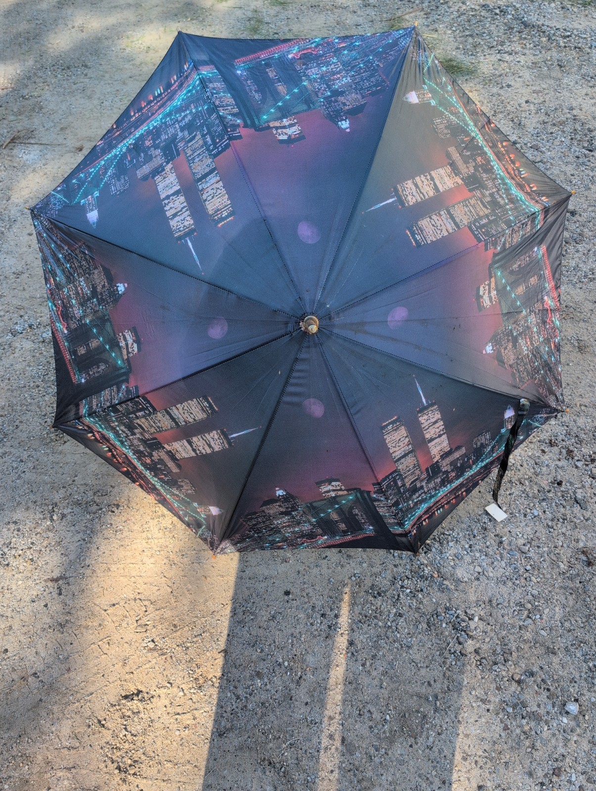 Pre-9/11 World Trade Center/Twin Towers NYC photo print umbrella wood handle Pre-9/11 World Trade Center/Twin Towers NYC photo print umbrella wood handle