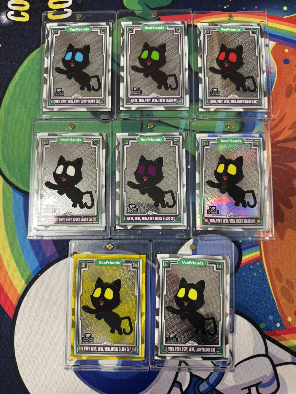 2025 VeeFriends Chrome VVVV Lucky Black Cat FULL RAINBOW EYE SET 2025 VeeFriends Chrome VVVV Lucky Black Cat FULL RAINBOW EYE SET