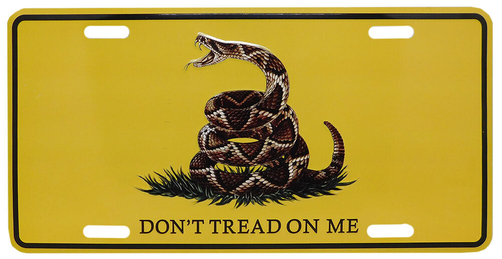 GADSDEN FLAG DON'T TREAD ON ME AMERICAN FLAG LICENSE PLATE TAG 6 BY 12 INCHES