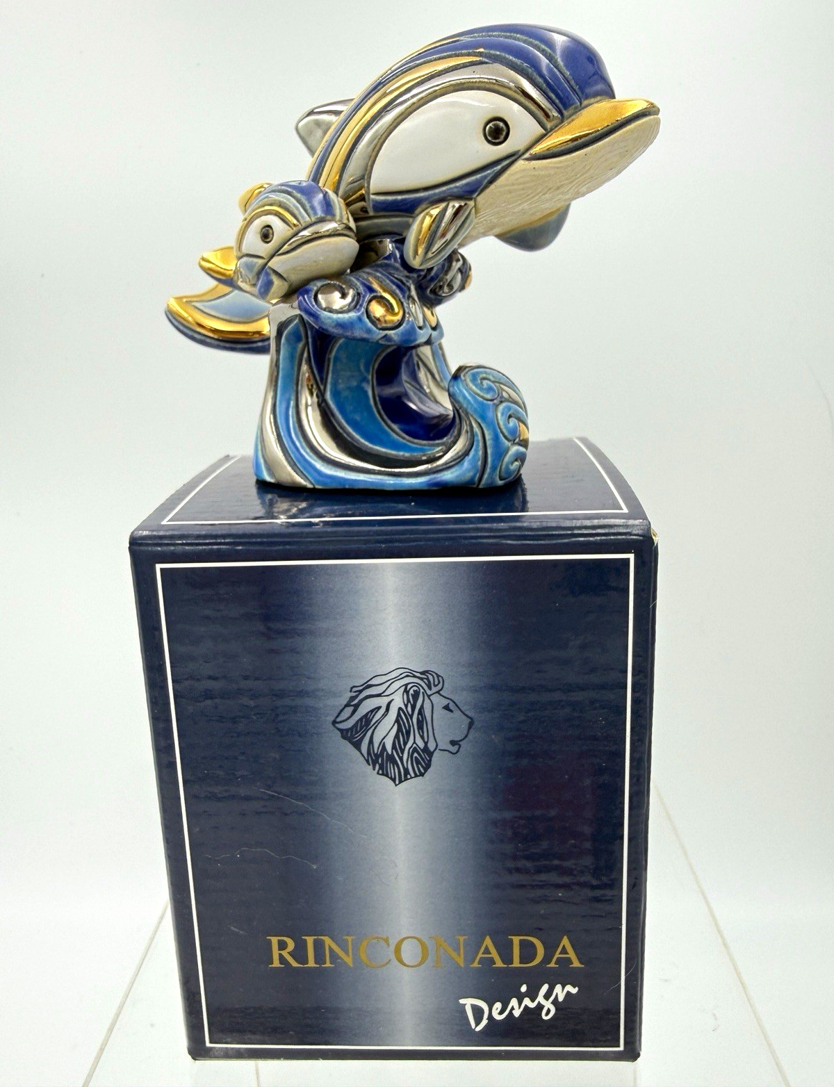 De Rosa Rinconada #782 Dolphin w Baby SeaWorld 2003 Signed Original Box