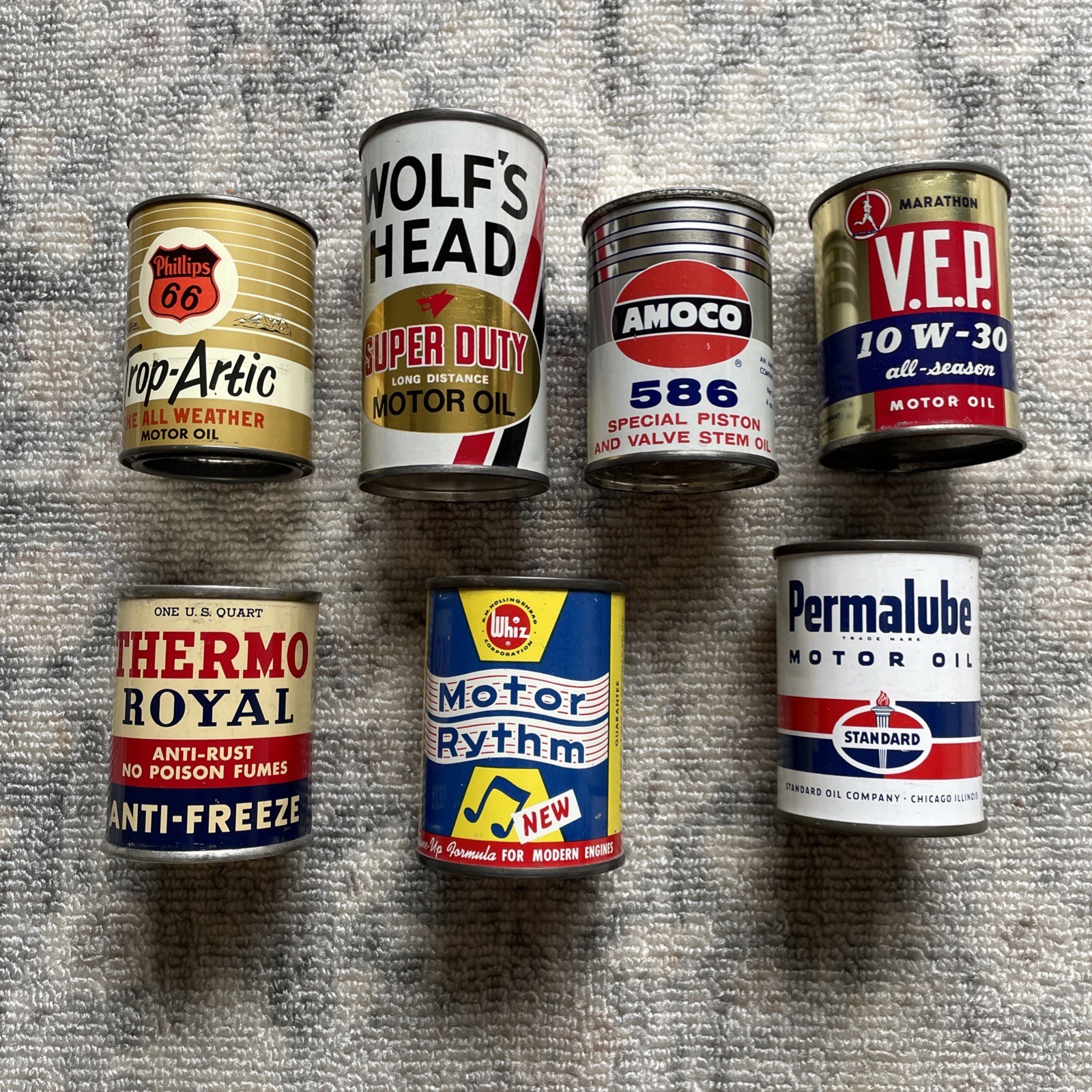 Lot Of 7 Tin Banks Gas Oil Adv Phillips 66, Whiz, Standard, Amoco and Others