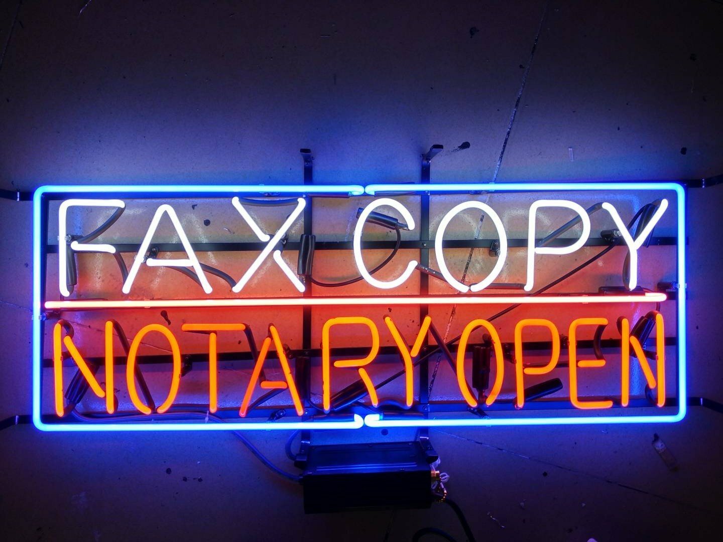 New Fax Copy Notary Open Neon Light Sign 24"x20" Lamp Poster Real Glass