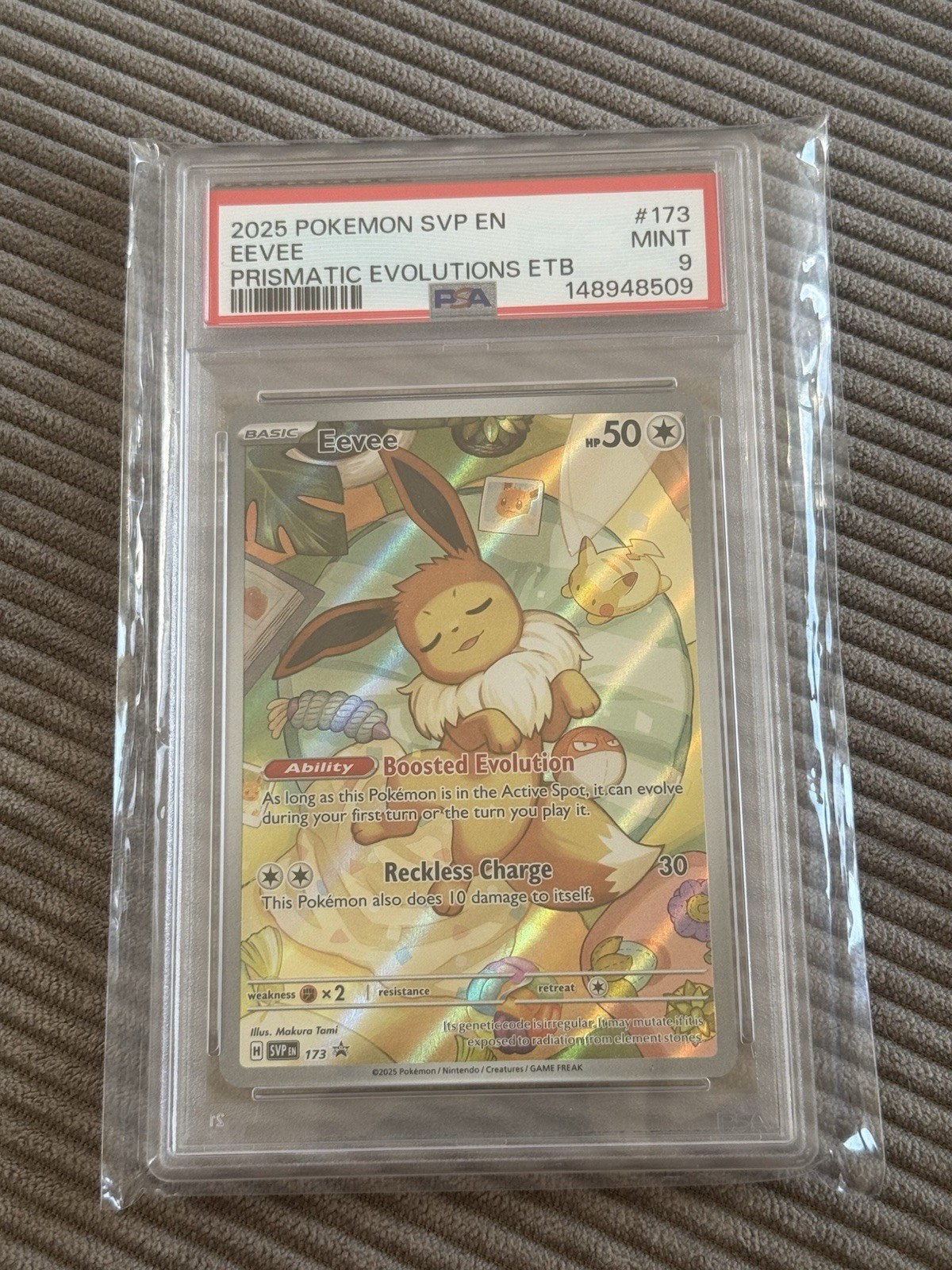 2025 POKEMON SVP EN-SV BLACK STAR PROMO #173 EEVEE PRISMATIC EVOLUTIONS ETB PSA9 2025 POKEMON SVP EN-SV BLACK STAR PROMO #173 EEVEE PRISMATIC EVOLUTIONS ETB PSA9