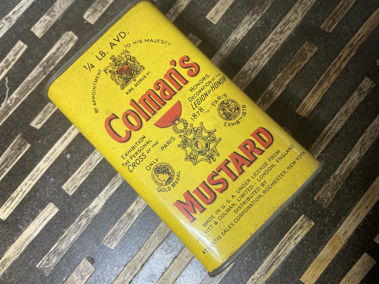 Vintage Colman’s Mustard Tin King George VI 1/4 LB Bull’s Head Advertising Vintage Colman’s Mustard Tin King George VI 1/4 LB Bull’s Head Advertising