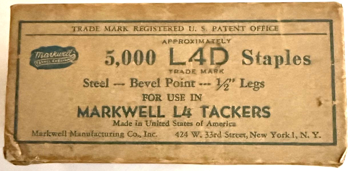 Vintage 1955/1963 Markwell L4 Staples Full Box - New York 1, NY. - Unused Stock