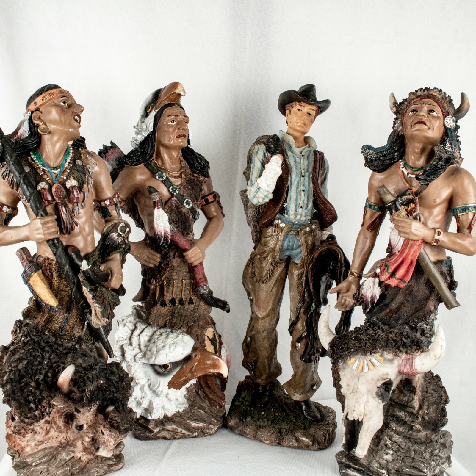 Indian Chiefs Cheyenne Lakota Sioux 3 Vintage Figurine Statues Sculptures Indian Chiefs Cheyenne Lakota Sioux 3 Vintage Figurine Statues Sculptures