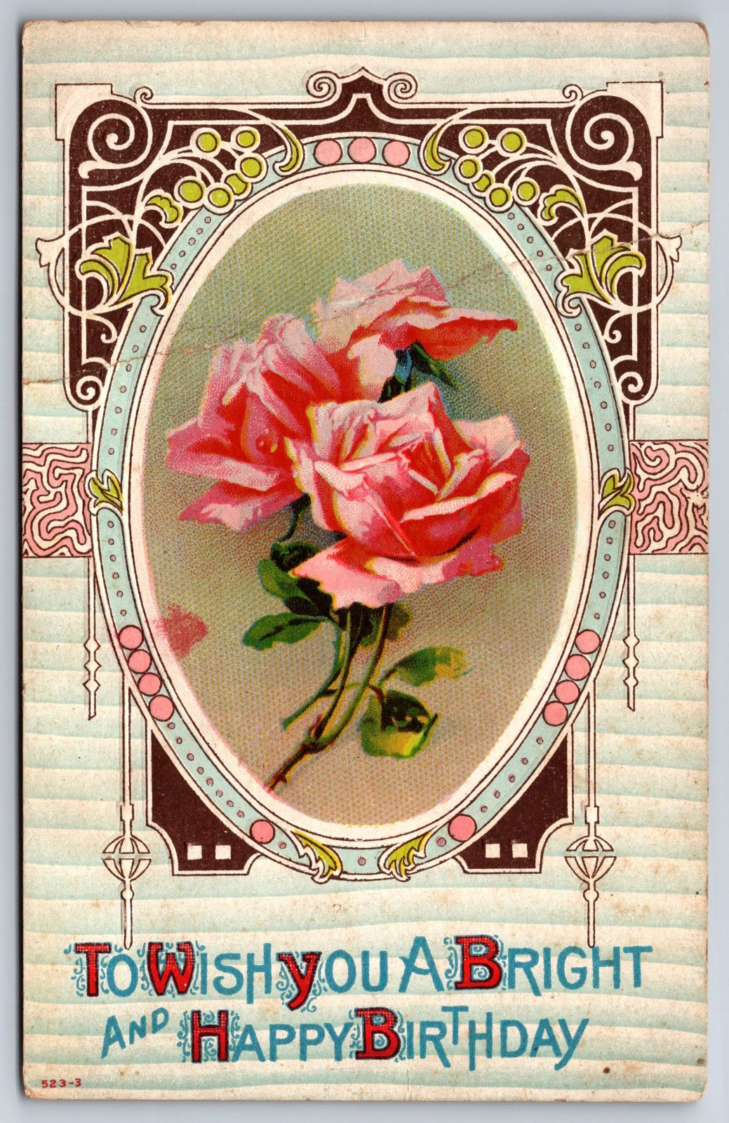 Wish you a Bright Happy Birthday Vintage Postcard