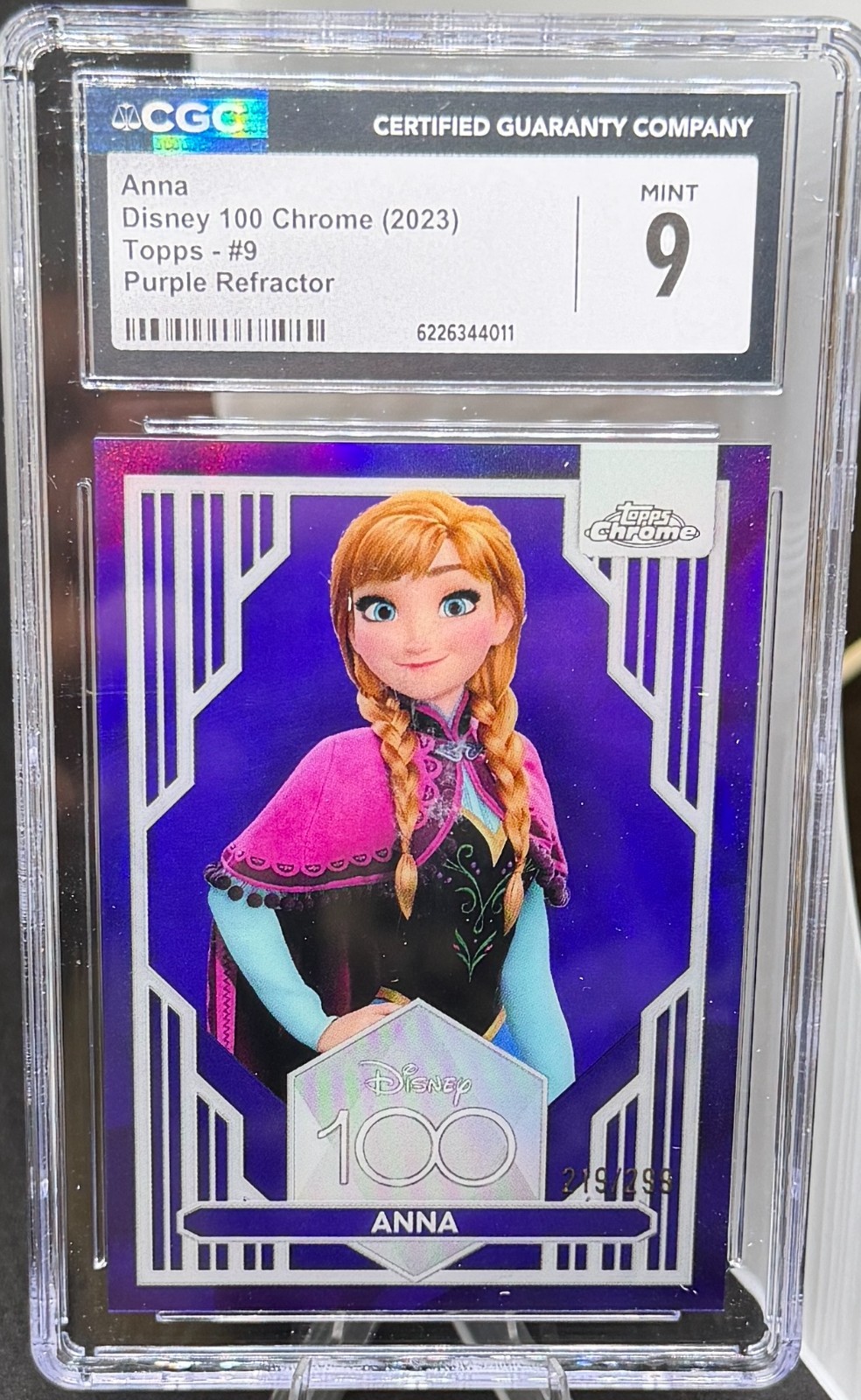 ANNA 2023 TOPPS CHROME DISNEY  #9  PURPLE REFRACTOR #/299  CGC 9 MINT   *486