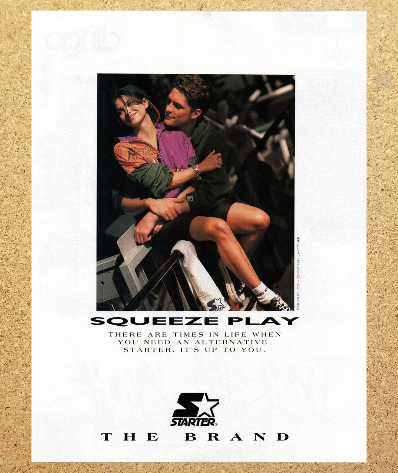 Starter Brand Karen Duffy Christian Laettner Cloth - Magazine Print Ads Art 1993