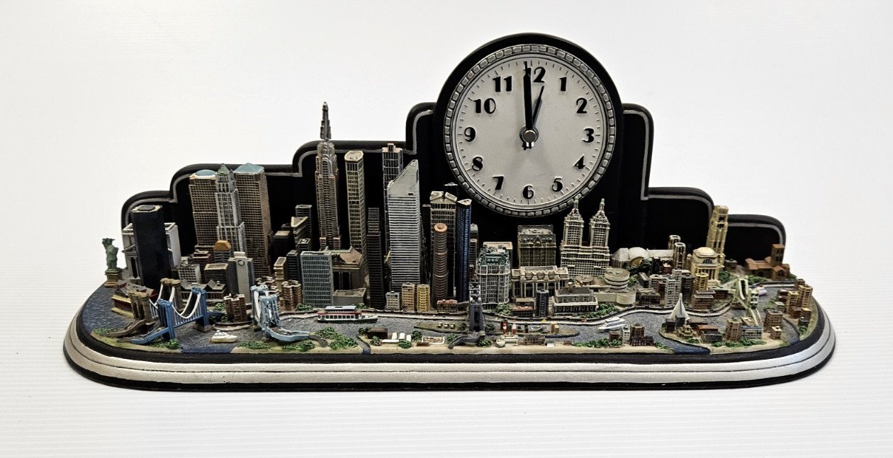 TESTED and WORKS Rare Danbury Mint The New York City Skyline Desk Clock TESTED and WORKS Rare Danbury Mint The New York City Skyline Desk Clock
