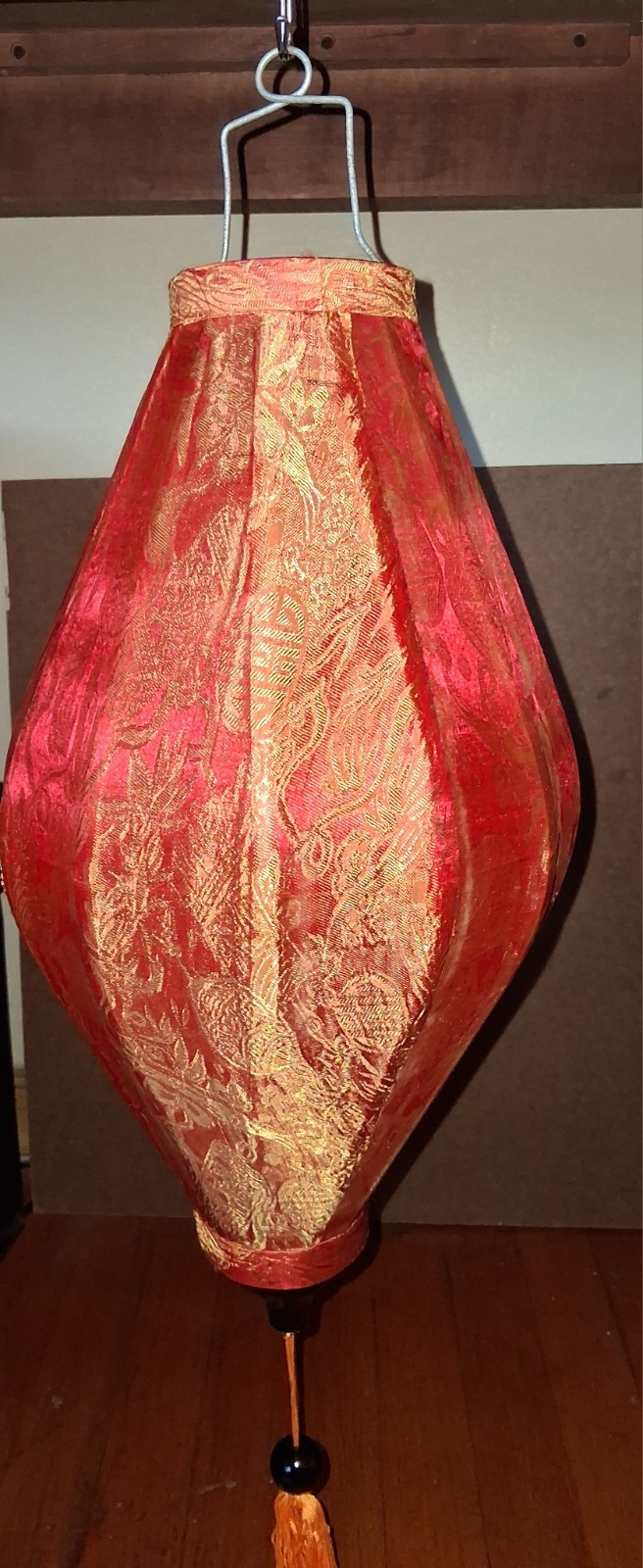 Authentic Vietnam Bamboo and Silk Brocade 17" Lantern with Tassel Authentic Vietnam Bamboo and Silk Brocade 17" Lantern with Tassel