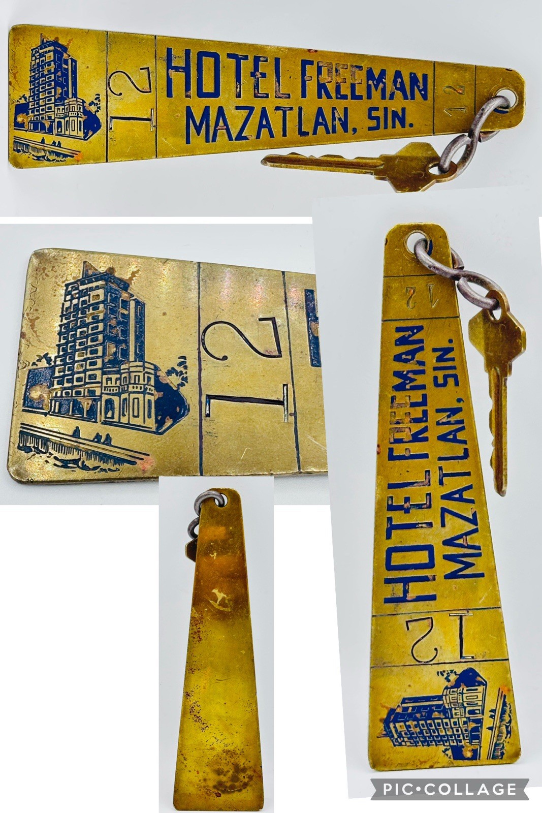 Hotel Freeman Mazatlan Sinaloa Mexico 6” Chunky Metal Hotel Room Key #12 Fob Hotel Freeman Mazatlan Sinaloa Mexico 6” Chunky Metal Hotel Room Key #12 Fob