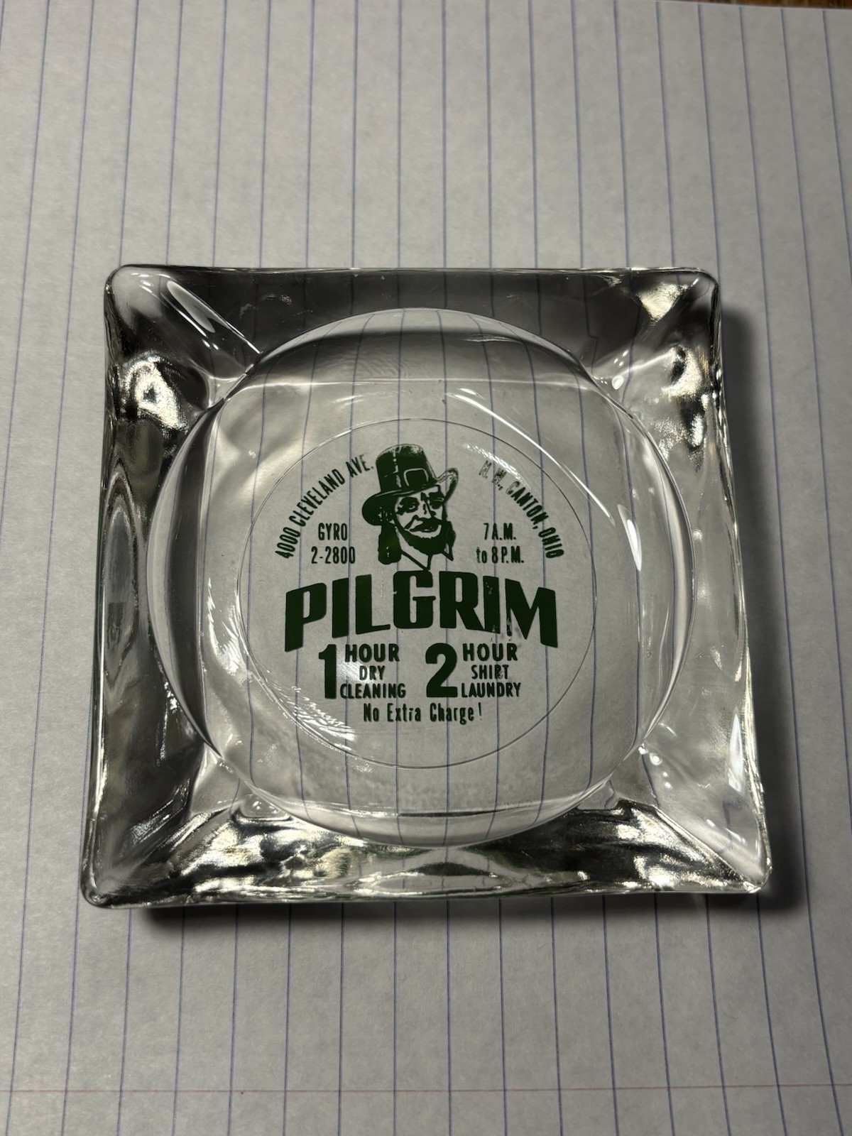 Vintage Ashtray North West Canton Ohio Pilgrim Dry Cleaner Laundry Pizza Oven Vintage Ashtray North West Canton Ohio Pilgrim Dry Cleaner Laundry Pizza Oven