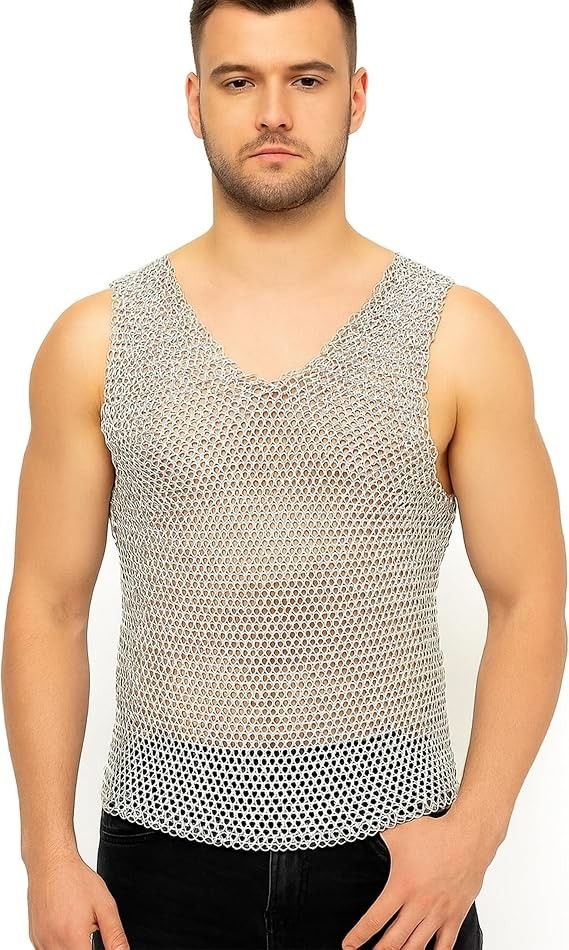 Aluminum Chainmail Shirt Haubergeon Medieval Knight Costume Armor Chest 48" M Aluminum Chainmail Shirt Haubergeon Medieval Knight Costume Armor Chest 48" M