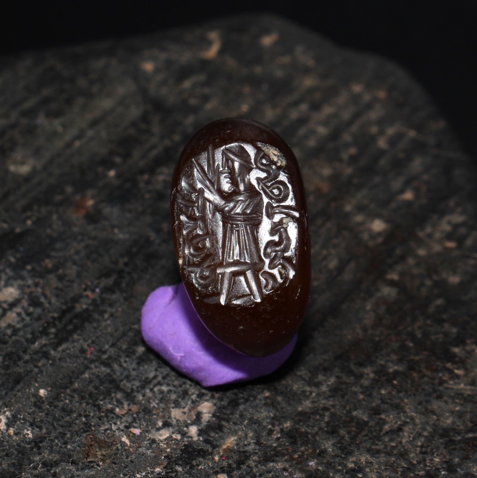 Old Authentic Ancient Near Eastern Sassanian Agate Stone Intaglio Seal Bead Old Authentic Ancient Near Eastern Sassanian Agate Stone Intaglio Seal Bead