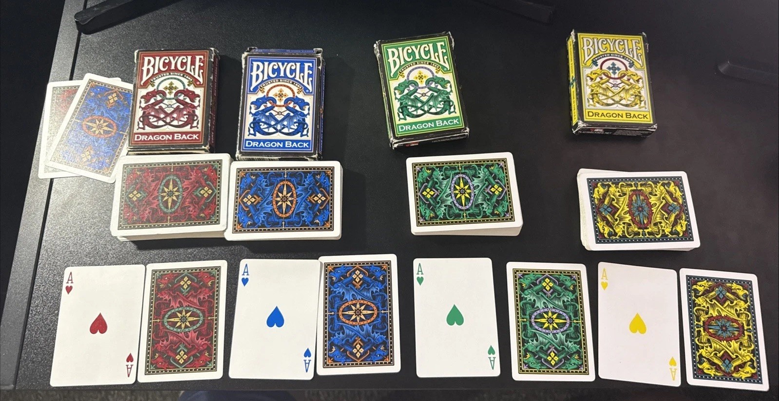 Bicycle Playing CardsDragon Back 4 Decks (Red,Blue,Yellow,Green)