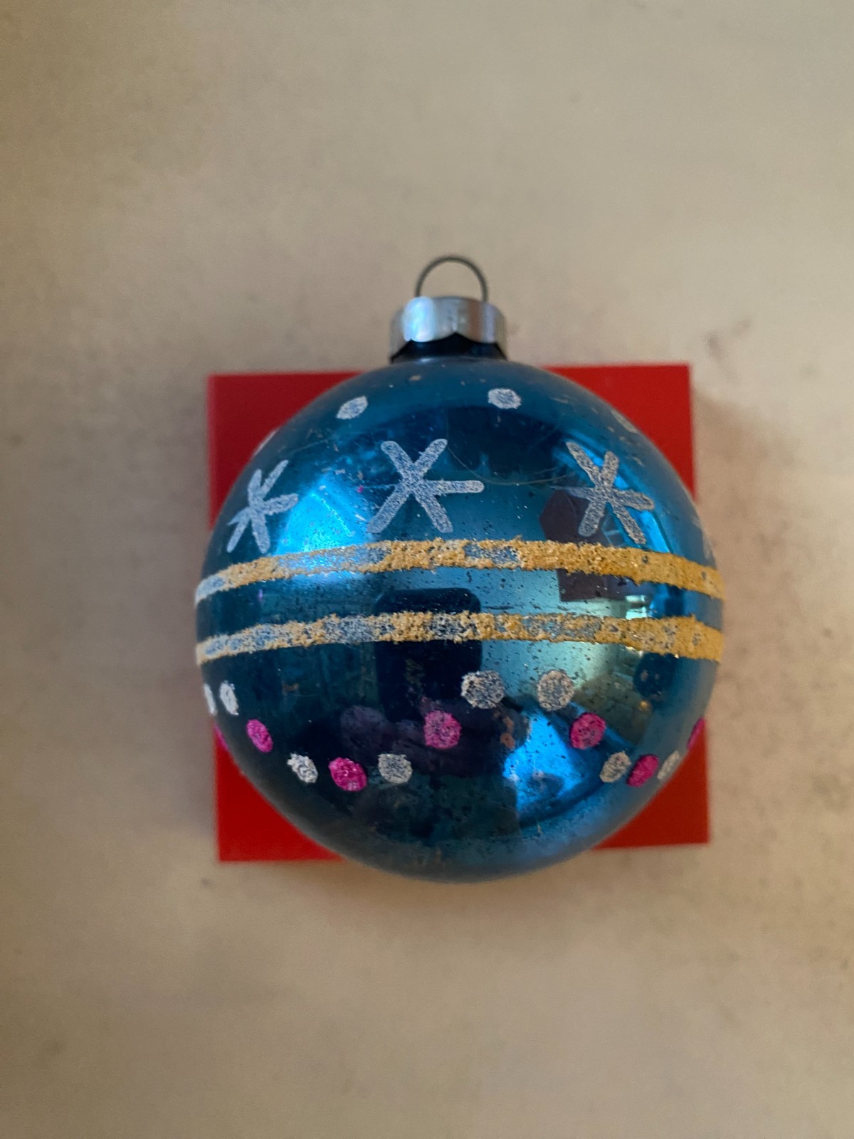Vintage 1938-1942 Stars & Stripes 3" Shiny Bright Christmas Ornament- Nice