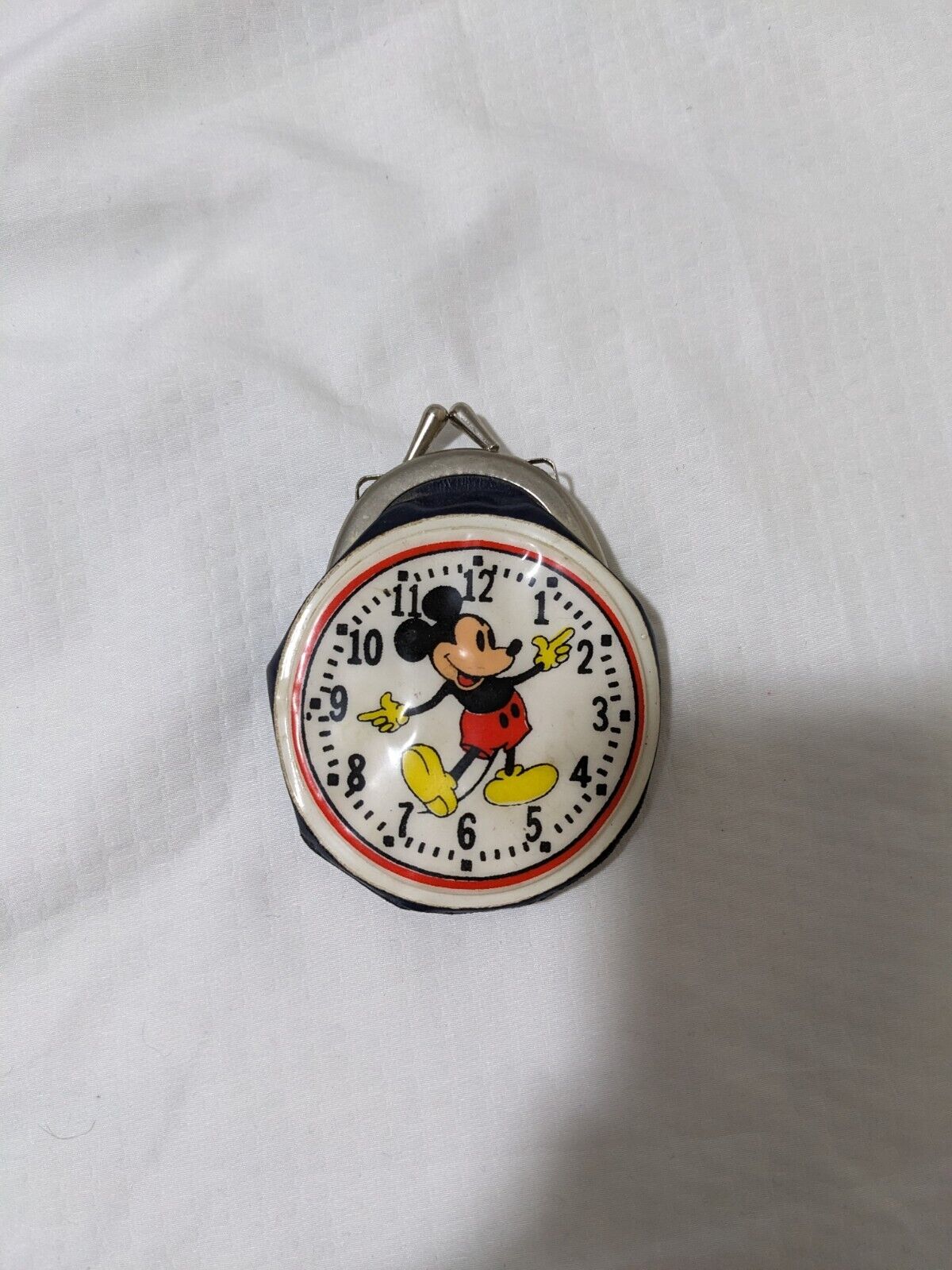 Vintage 1930's Walt Disney Mickey Mouse Clock Change Purse Navy Blue Rare 