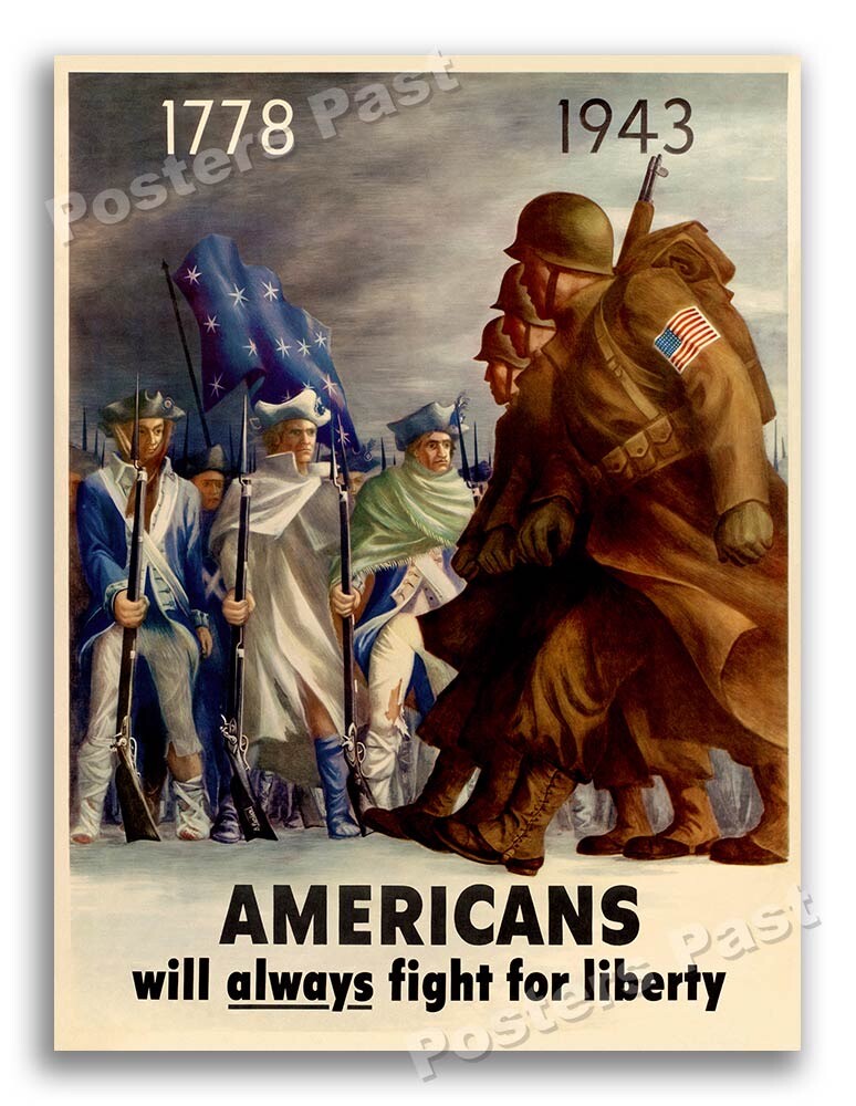 1943 Americans will always Fight for Liberty Vintage Style WW2 Poster - 18x24 1943 Americans will always Fight for Liberty Vintage Style WW2 Poster - 18x24