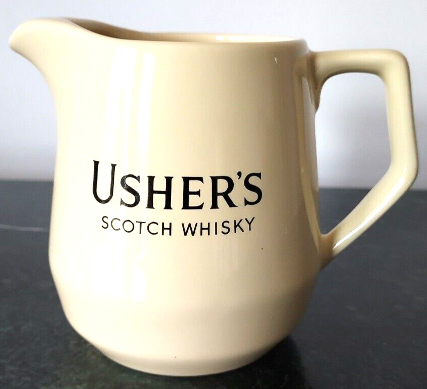 USHER\'s Scotch Whisky Advertising Ceramic Pitcher Vtg Wade Regicor England