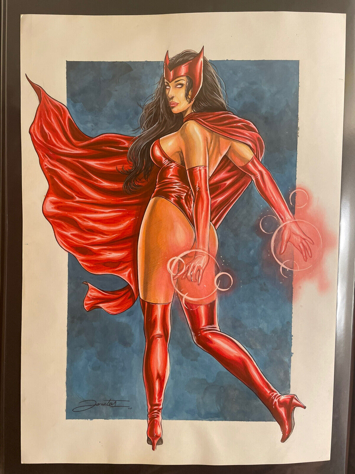 original comic art Scarlet Witch By Jonatas (11x17) Signed By Artist