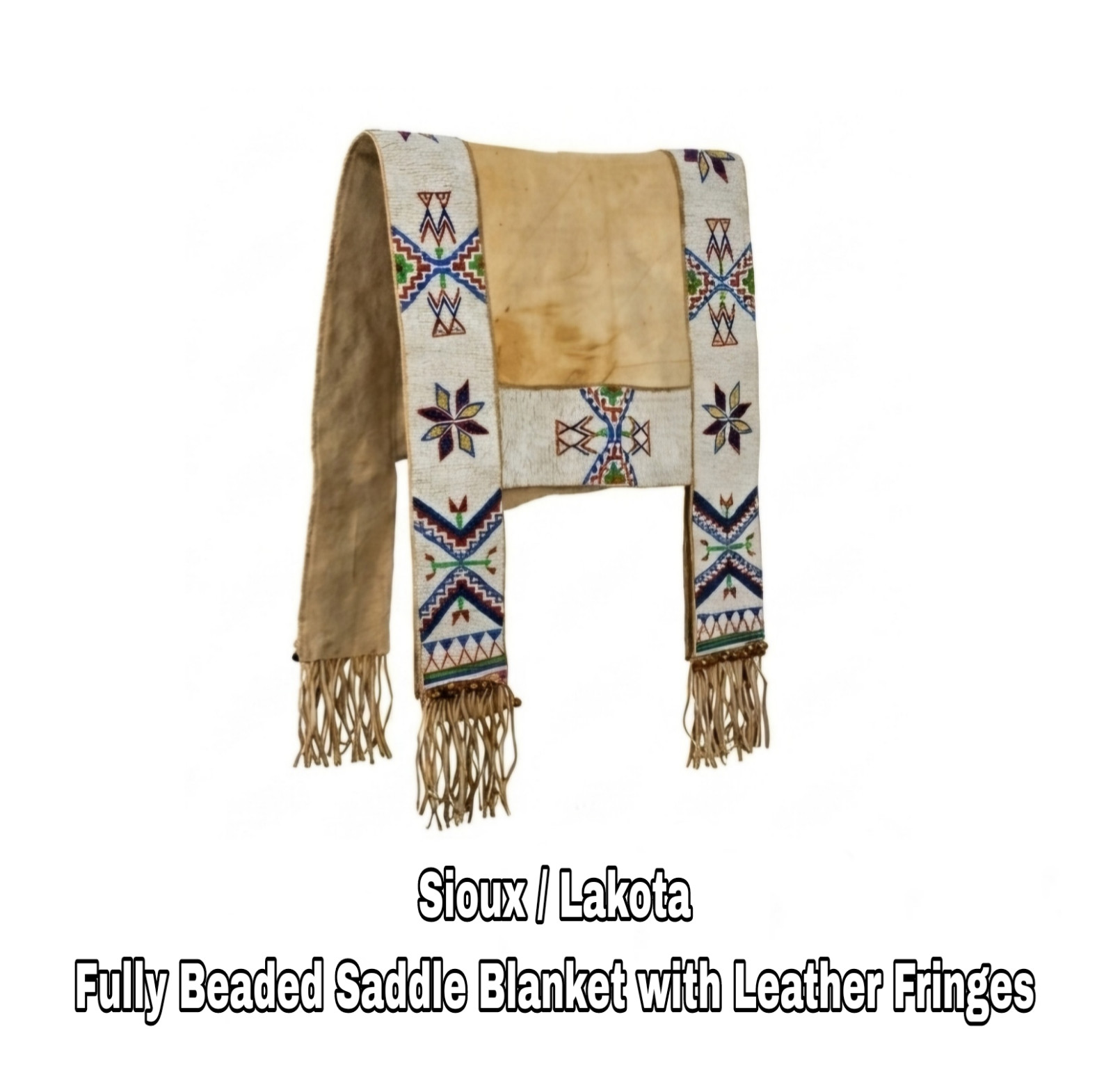 Native American Indian Sioux Lakota Saddle Blanket Buffalo Hide Beaded Handmade Native American Indian Sioux Lakota Saddle Blanket Buffalo Hide Beaded Handmade