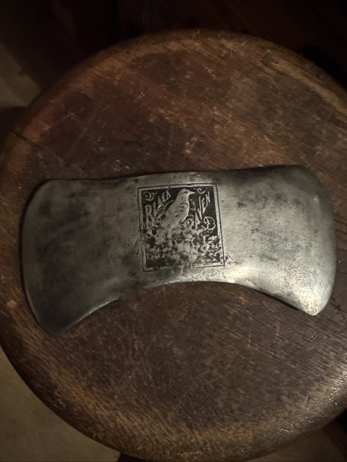 Antique Double Bit Axe Head Tool Embossed Kelly True Temper Black Raven USA Antique Double Bit Axe Head Tool Embossed Kelly True Temper Black Raven USA