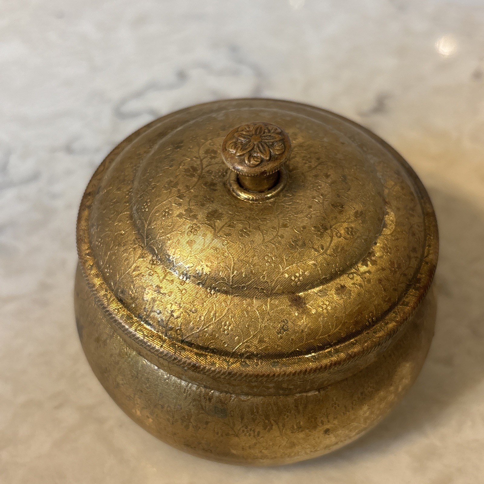 Antique Pozzoni's Brass Complexion Powder Jar Vintage 1898-1905 Era Beautiful