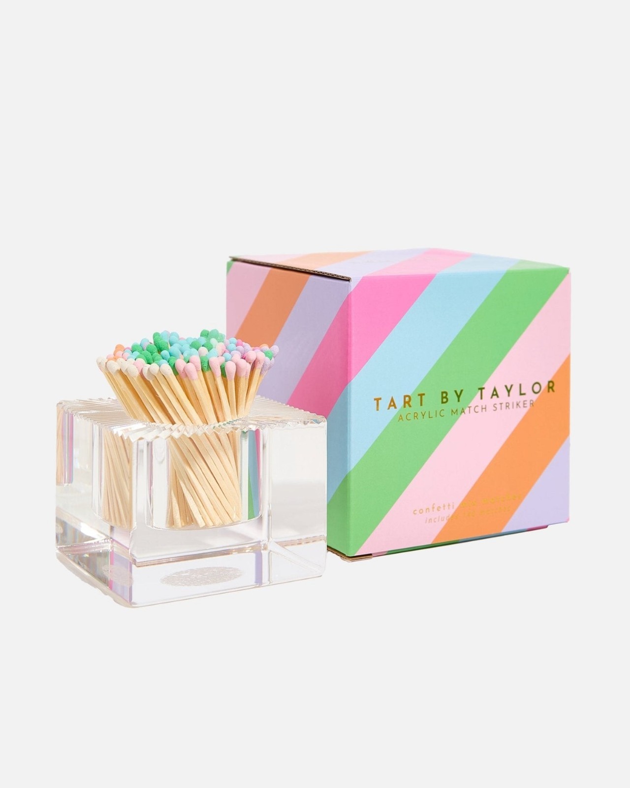 🟪 Tart by Taylor Square Acrylic Match Striker Holder  w/ Confetti Matches NIB