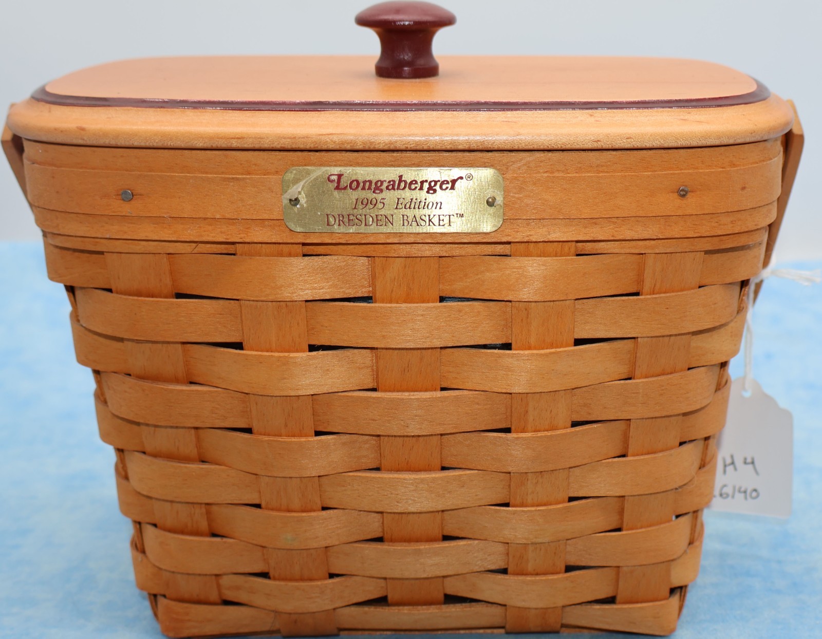 Longaberger 1995 Dresden Tour Basket Wooden Lid Protector Care Card Longaberger 1995 Dresden Tour Basket Wooden Lid Protector Care Card