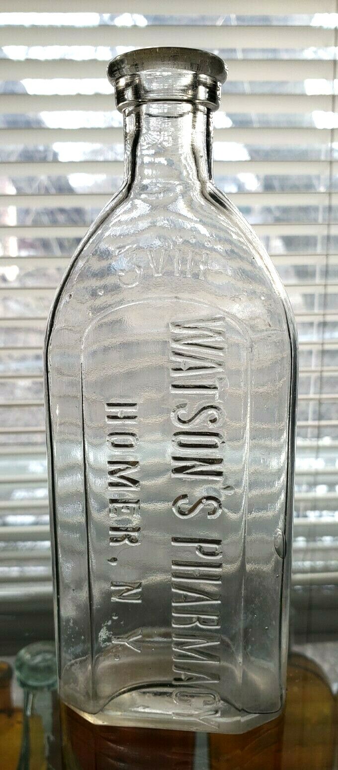 Rare Antique Bottle Watsons Pharmacy Homer NY New York Druggist Medicine Cure