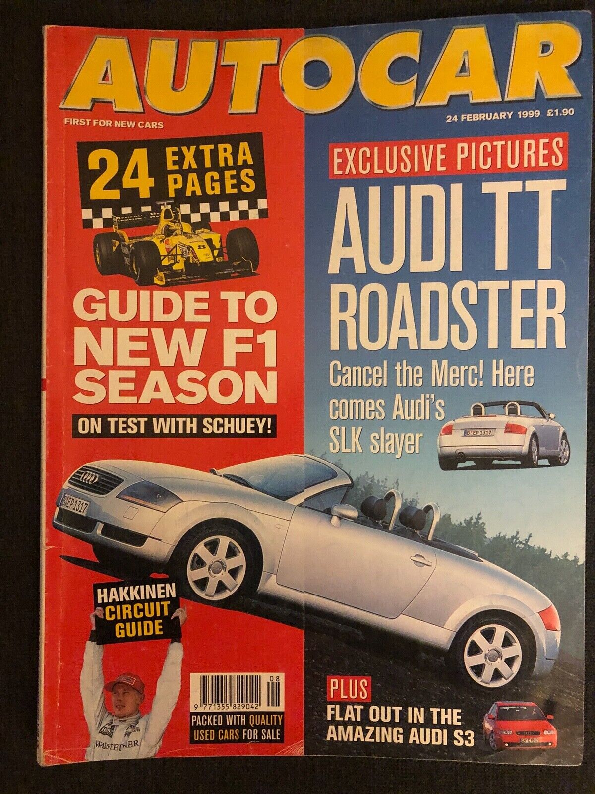 Autocar UK 24 February 1999 Audi TT Roadster Audi S3 EVO VI F1 Season Guide