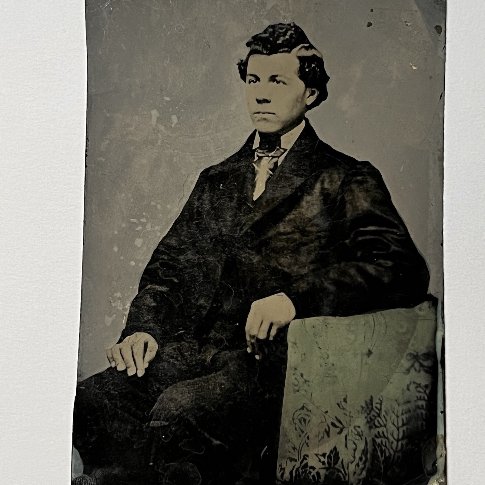 Antique Large 1/2 Full Plate Tintype Photograph Handsome Charming Young Man Antique Large 1/2 Full Plate Tintype Photograph Handsome Charming Young Man